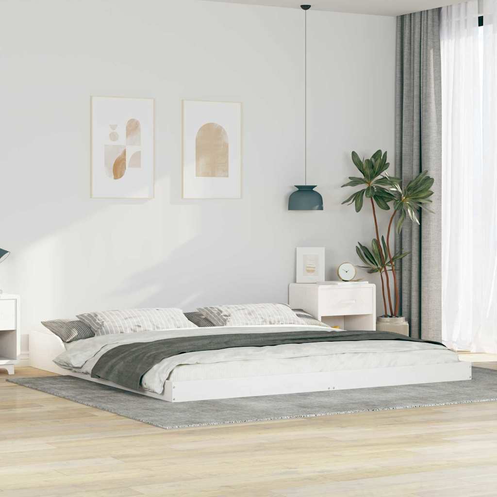 Sengestel Hvid 180 x 210 cm Massiv fyrretræ