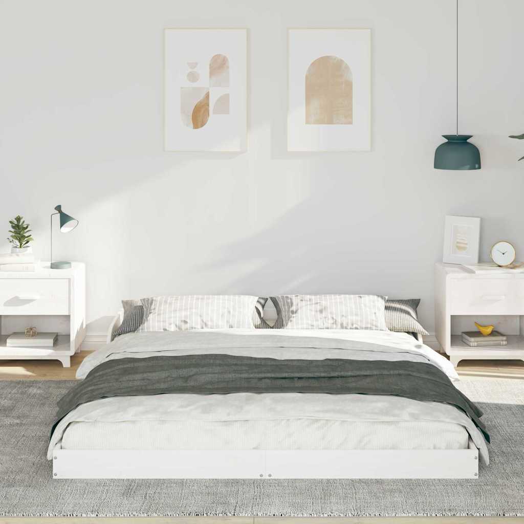 Sengestel Hvid 160 x 220 cm Massiv fyrretræ