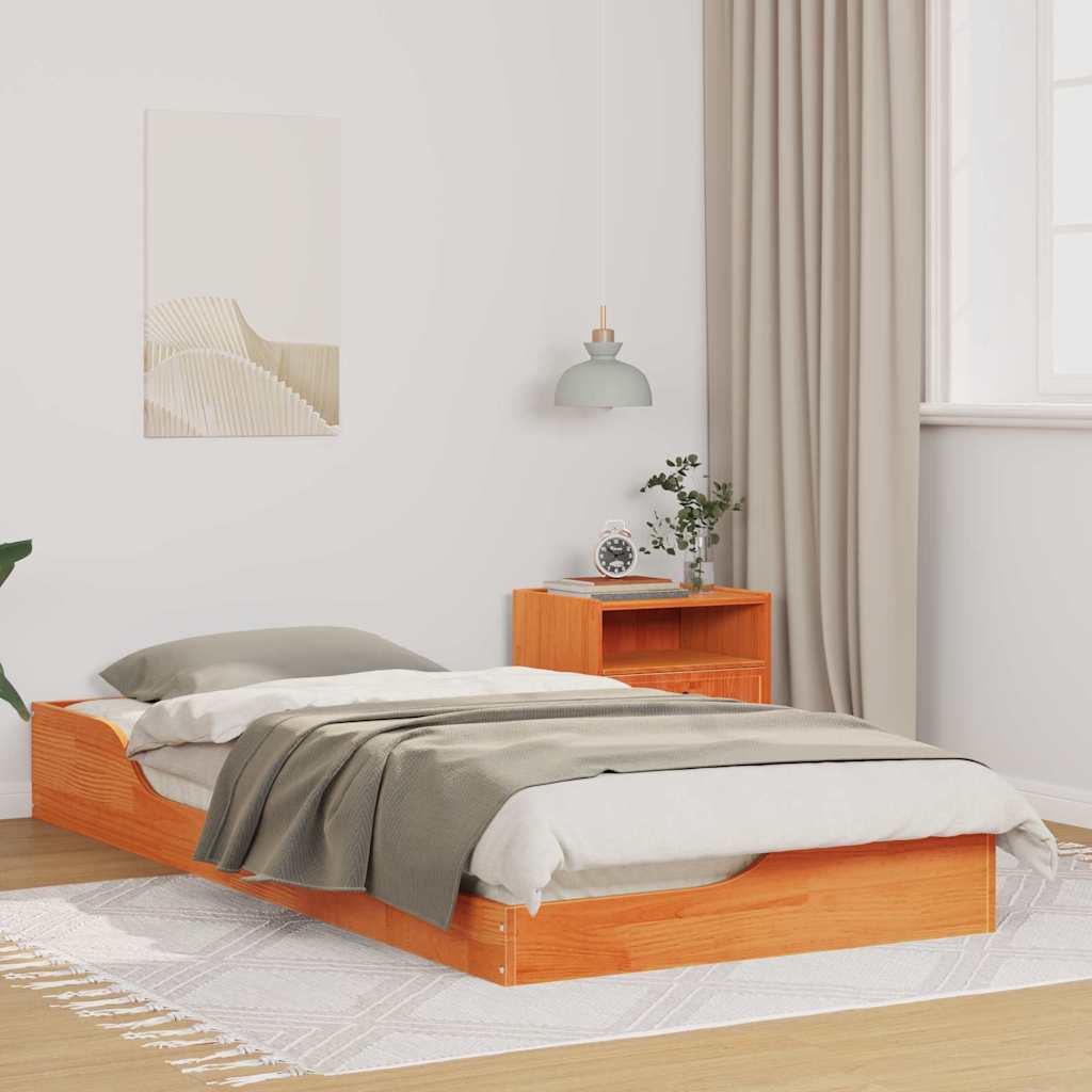 Sengestel Voks brun 90 x 200 cm Massiv fyrretræ