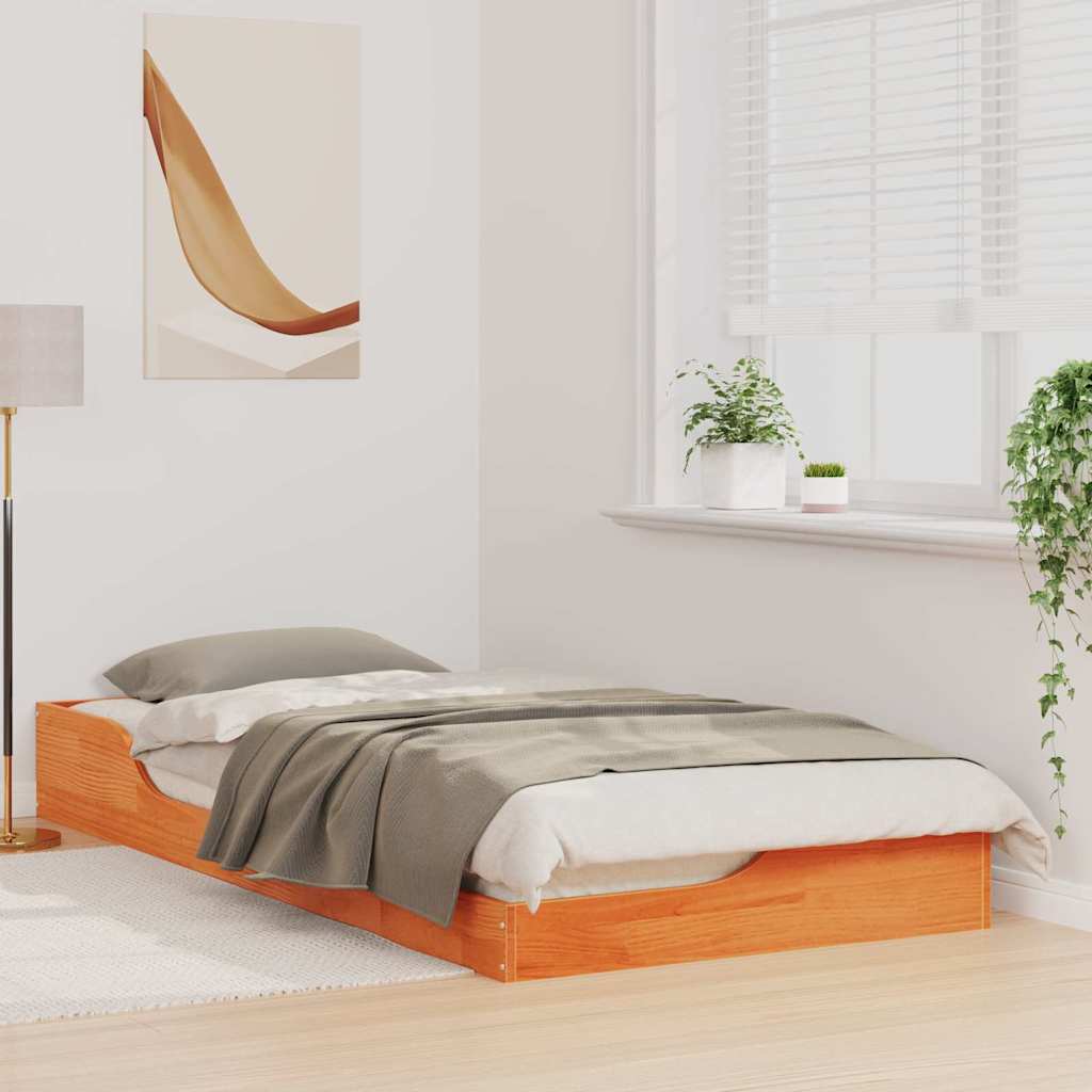 Sengestel Voks brun 90 x 200 cm Massiv fyrretræ