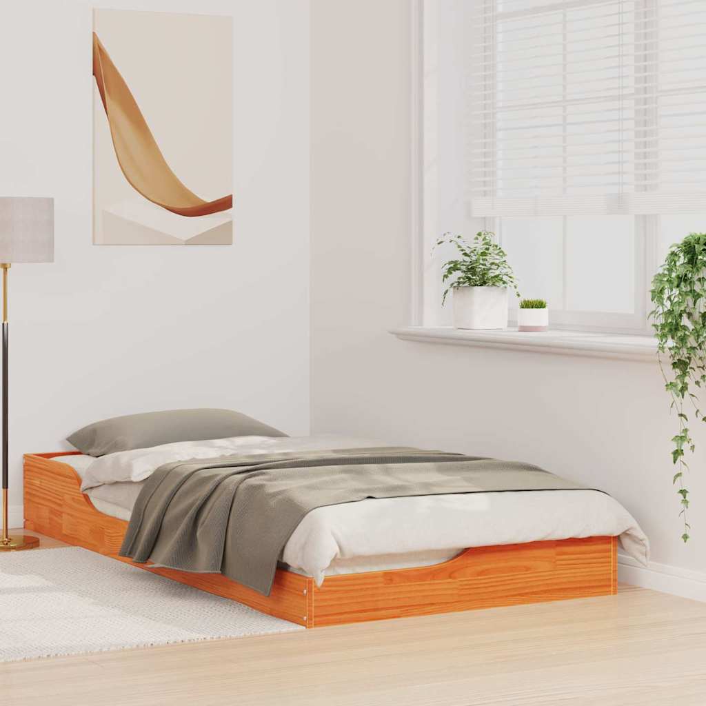 Sengestel Voks brun 75 x 190 cm Massiv fyrretræ