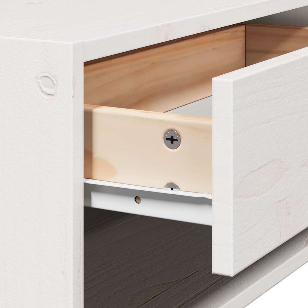 Sengebord med skuffe Hvid 50 x 32,5 x 24 cm Massivt fyrretræ