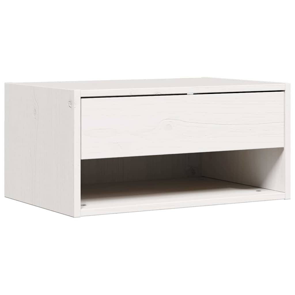 Sengebord med skuffe Hvid 50 x 32,5 x 24 cm Massivt fyrretræ