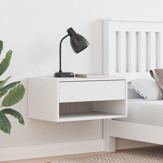 Sengebord 2 stk. Hvid 50 x 32,5 x 24 cm Massivt fyrretræ