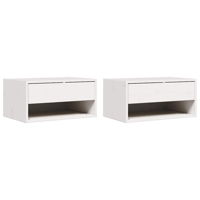 Sengebord 2 stk. Hvid 50 x 32,5 x 24 cm Massivt fyrretræ