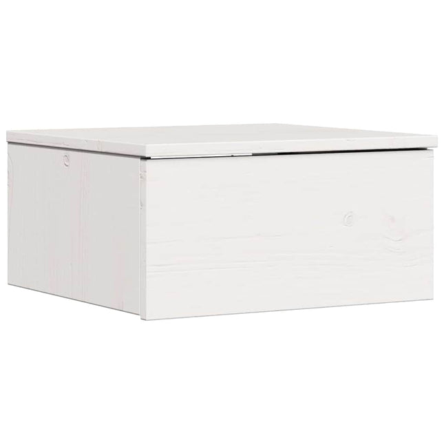 Sengebord med skuffe Hvid 37 x 35 x 18,5 cm Massivt fyrretræ