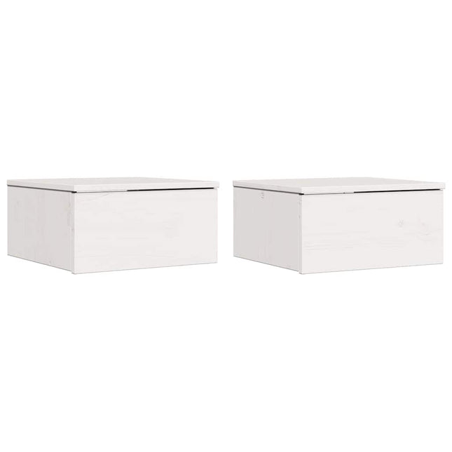 Sengebord 2 stk. Hvid 37 x 35 x 18,5 cm Massivt fyrretræ