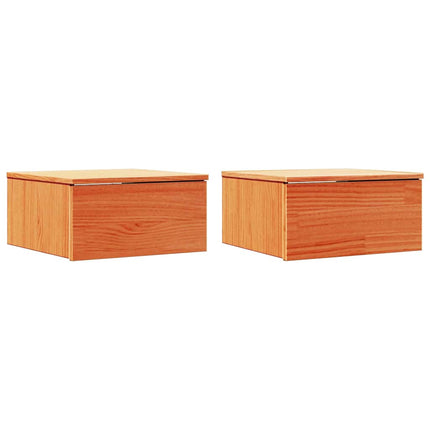 Sengebord 2 stk. Voks brun 37 x 35 x 18,5 cm Massivt fyrretræ