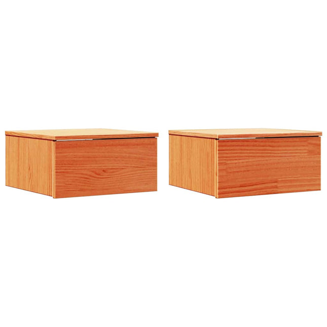 Sengebord 2 stk. Voks brun 37 x 35 x 18,5 cm Massivt fyrretræ