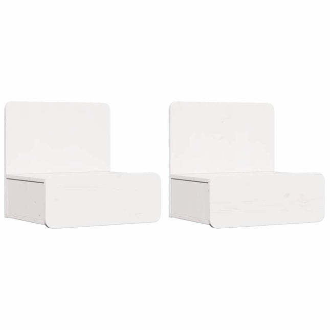 Sengebord 2 stk. Hvid 44 x 32,5 x 40 cm Massivt fyrretræ