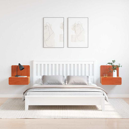 Sengebord 2 stk. Voks brun 44 x 32,5 x 40 cm Massivt fyrretræ