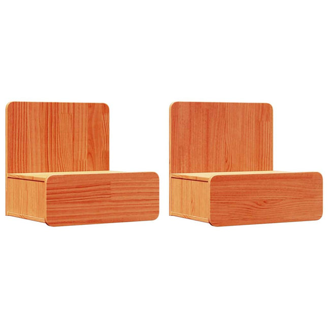 Sengebord 2 stk. Voks brun 44 x 32,5 x 40 cm Massivt fyrretræ