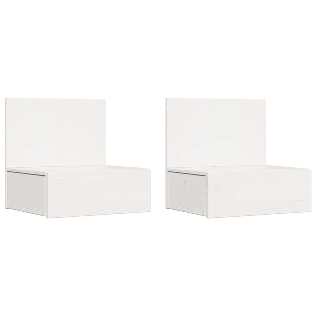 Sengebord 2 stk. Hvid 42 x 32,5 x 40 cm Massivt fyrretræ