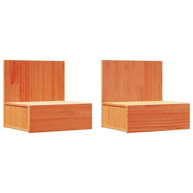 Sengebord 2 stk. Voks brun 42 x 32,5 x 40 cm Massivt fyrretræ