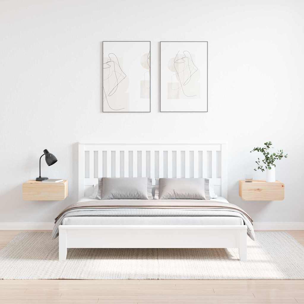 Sengebord 2 pcs Brun 39 x 34 x 16,5 cm Massivt fyrretræ