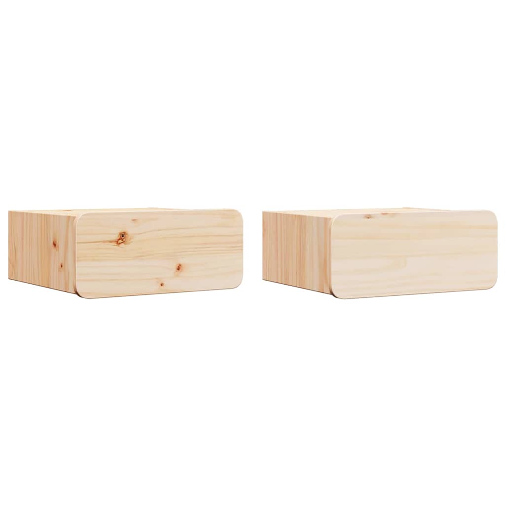 Sengebord 2 pcs Brun 39 x 34 x 16,5 cm Massivt fyrretræ