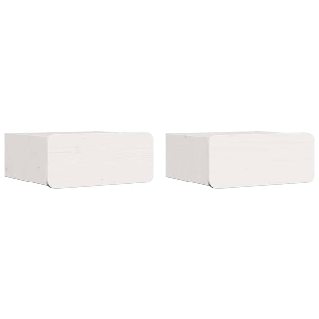 Sengebord 2 stk. Hvid 39 x 34 x 16,5 cm Massivt fyrretræ