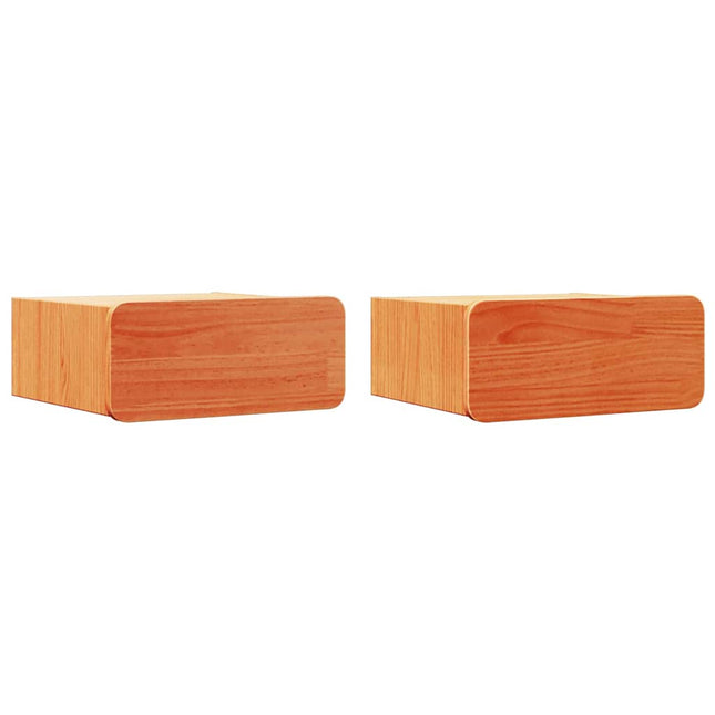 Sengebord 2 stk. Voks brun 39 x 34 x 16,5 cm Massivt fyrretræ