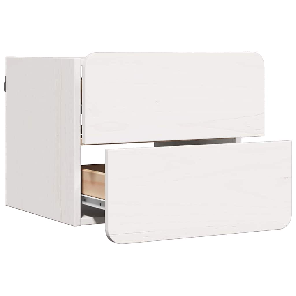 Sengebord 2 pcs Hvid 39 x 34 x 33 cm Massivt fyrretræ