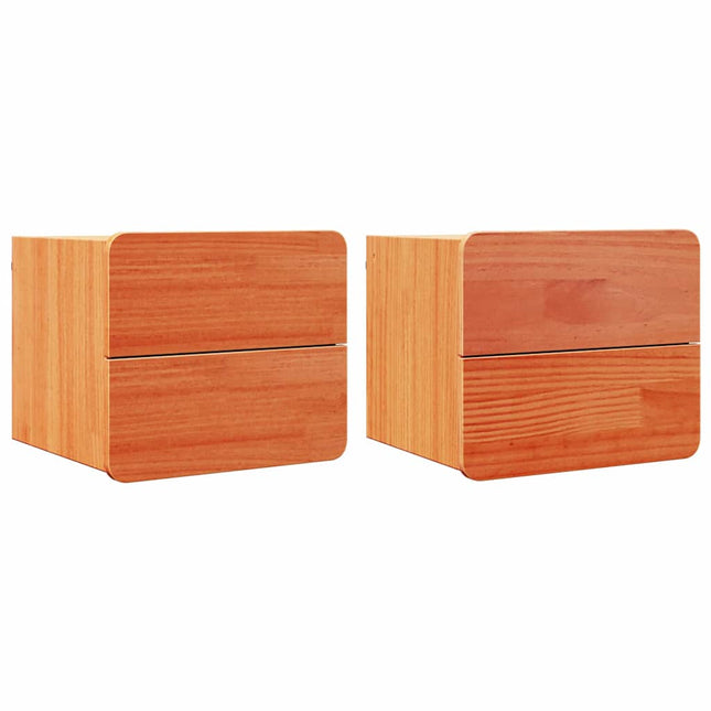 Sengebord 2 stk. Brun 39 x 34 x 33 cm Massivt fyrretræ