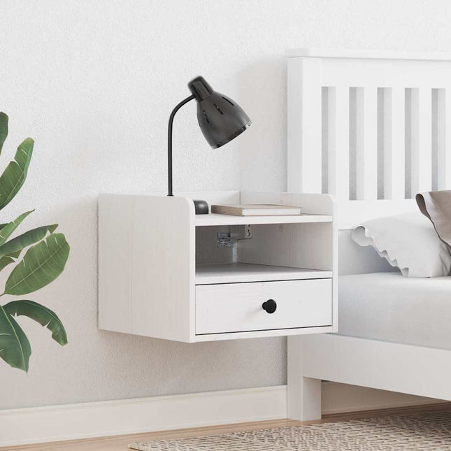 Sengebord 2 stk. Hvid 38 x 36 x 29,5 cm Massivt fyrretræ