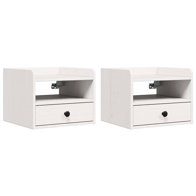Sengebord 2 stk. Hvid 38 x 36 x 29,5 cm Massivt fyrretræ