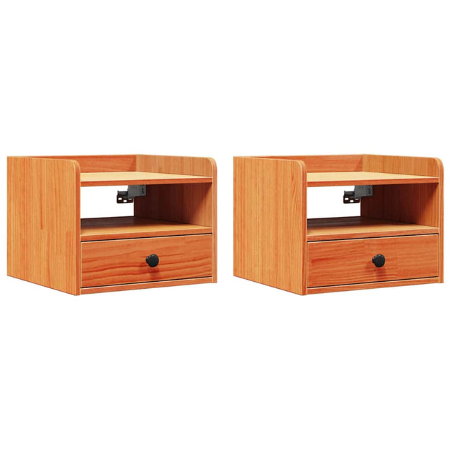 Sengebord 2 stk. Voks brun 38 x 36 x 29,5 cm Massivt fyrretræ
