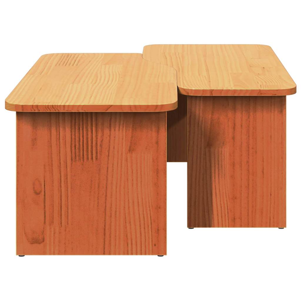 Sofabord 2 pcs Voks brun Massivt fyrretræ