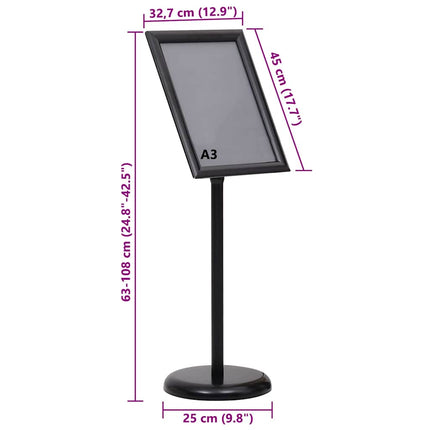 Plakat Stande 2 pcs Sort 45 x 32,7 x 108 cm Aluminium