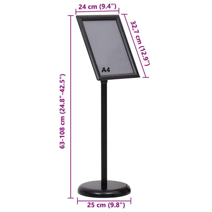 Plakat Stande 2 stk. Sort 32,7 x 24 x 108 cm Aluminium