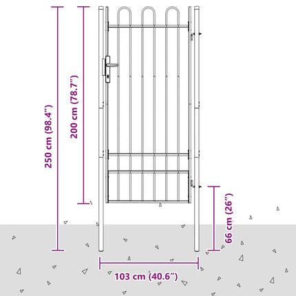 Hegnport BOXTEL 103 x 250 cm Pulverlakeret stål Grå Låses