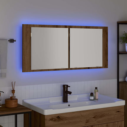 LED Spejlskab Artisan Egetræ 100 x 12 x 45 cm Konstrueret træ