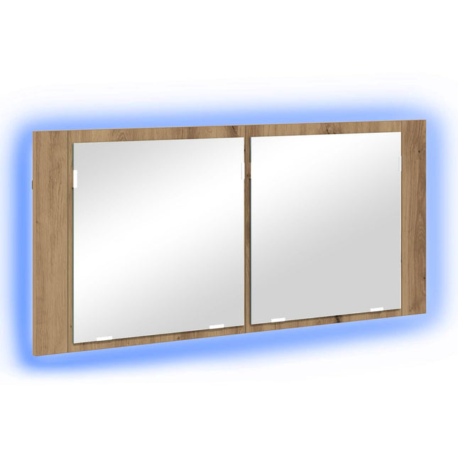 LED Spejlskab Artisan Egetræ 100 x 12 x 45 cm Konstrueret træ