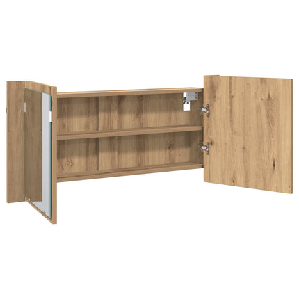 LED Spejlskab Artisan Egetræ 100 x 12 x 45 cm Konstrueret træ