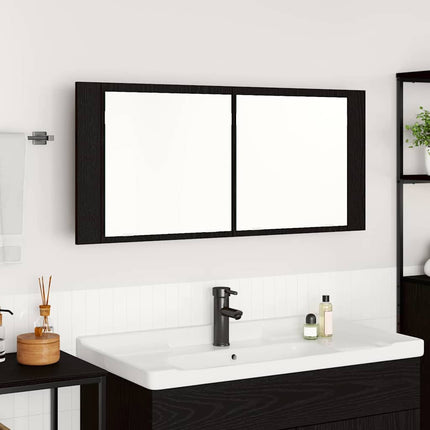 LED Spejlskab Sort eg 100 x 12 x 45 cm Konstrueret træ