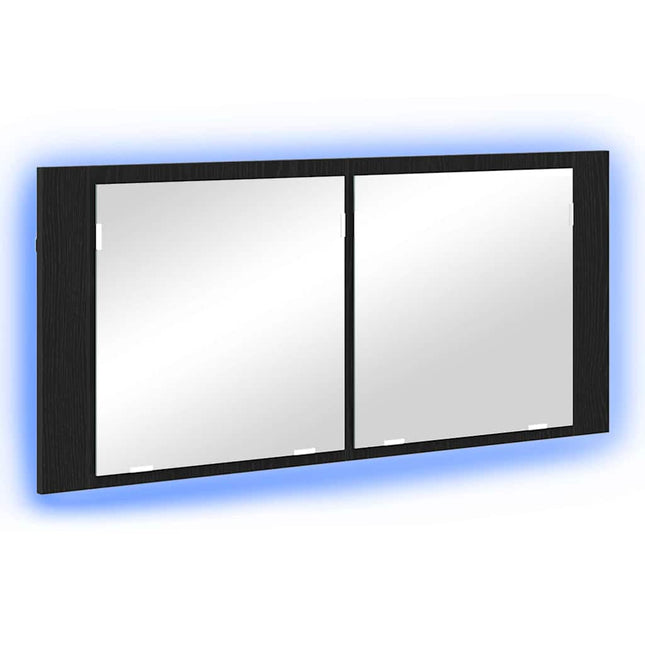 LED Spejlskab Sort eg 100 x 12 x 45 cm Konstrueret træ