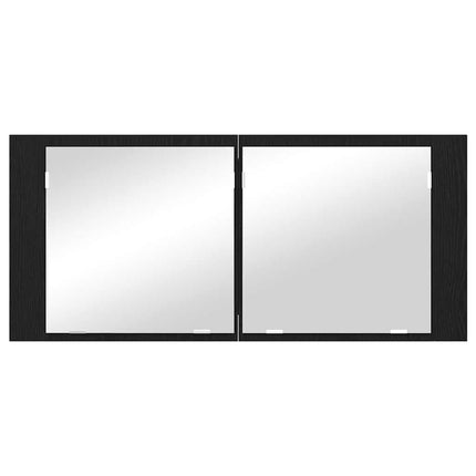 LED Spejlskab Sort eg 100 x 12 x 45 cm Konstrueret træ