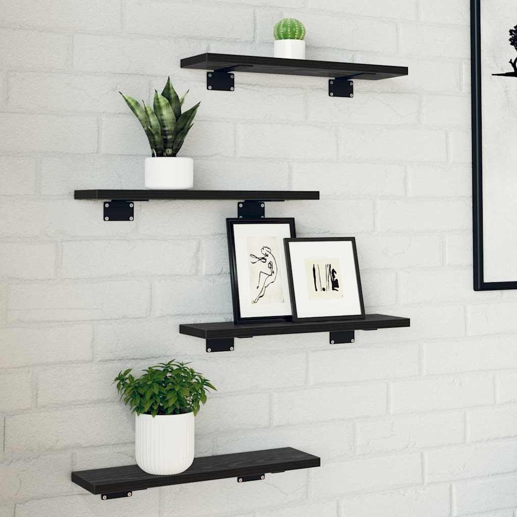 vidaXL Boghylde Bræt 3 niveauer 4 stk. 40 x 10 x 1,5 cm Sort
