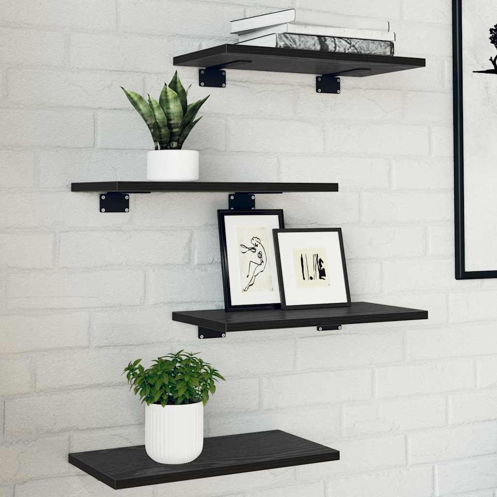 Boghylde bræt - 4 stk sort 40 × 20 × 1,5 cm i konstrueret træ