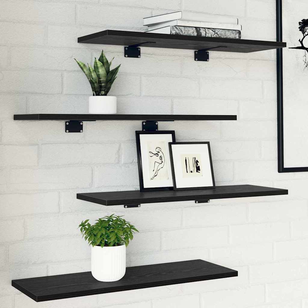 vidaXL Boghylde Bræt 3 niveauer 4 stk. 60 x 20 x 1,5 cm Sort