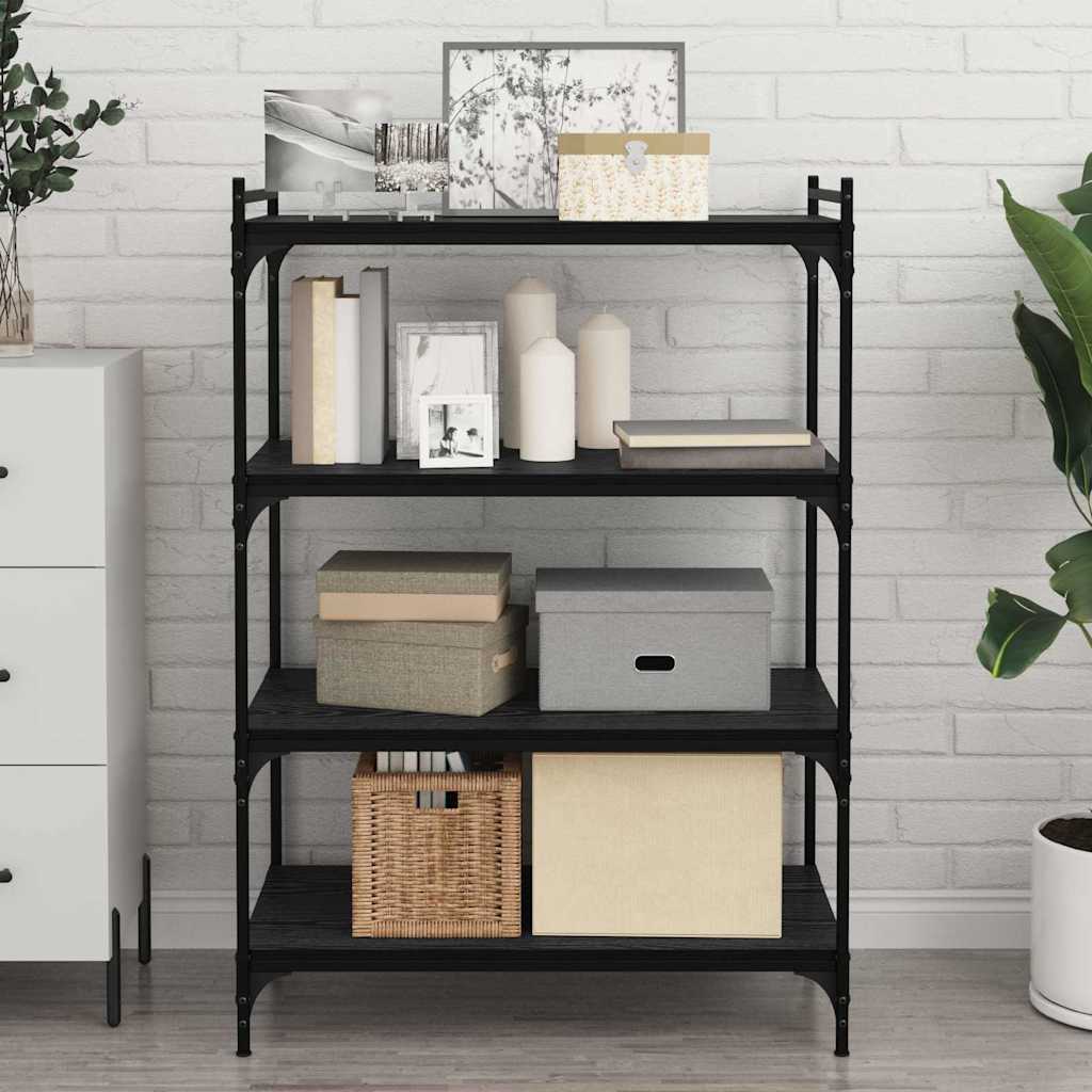 Bogshelf Board med hylde 4 stk Sort 100 x 40 x 1.5cm Spånplade