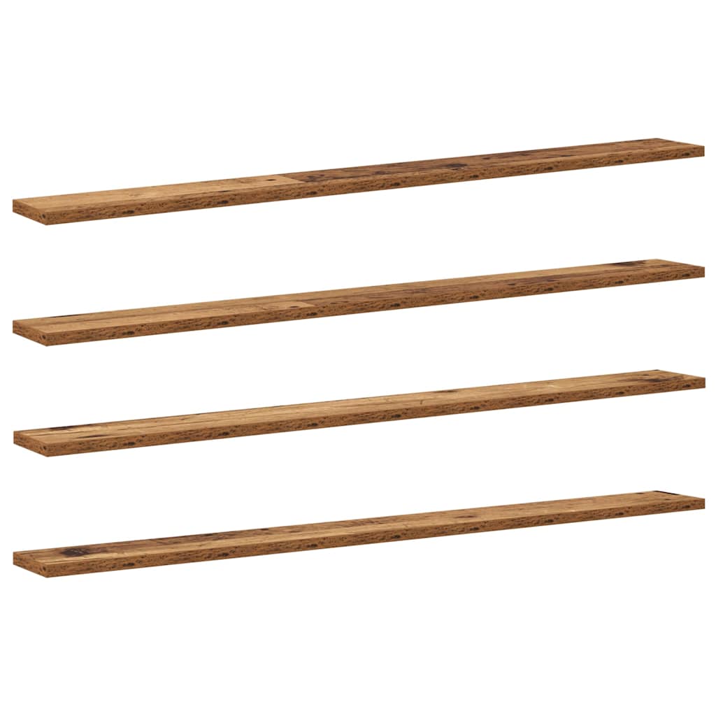 Boghylde Bræt 4 pcs Brun 100 x 10 x 1,5 cm Konstrueret træ billede