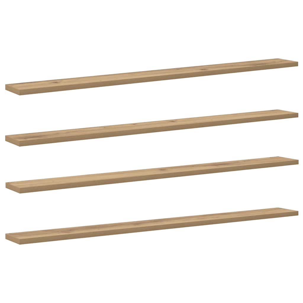 Boghylde Bræt 4 pcs Brun 100 x 10 x 1,5 cm Konstrueret træ billede
