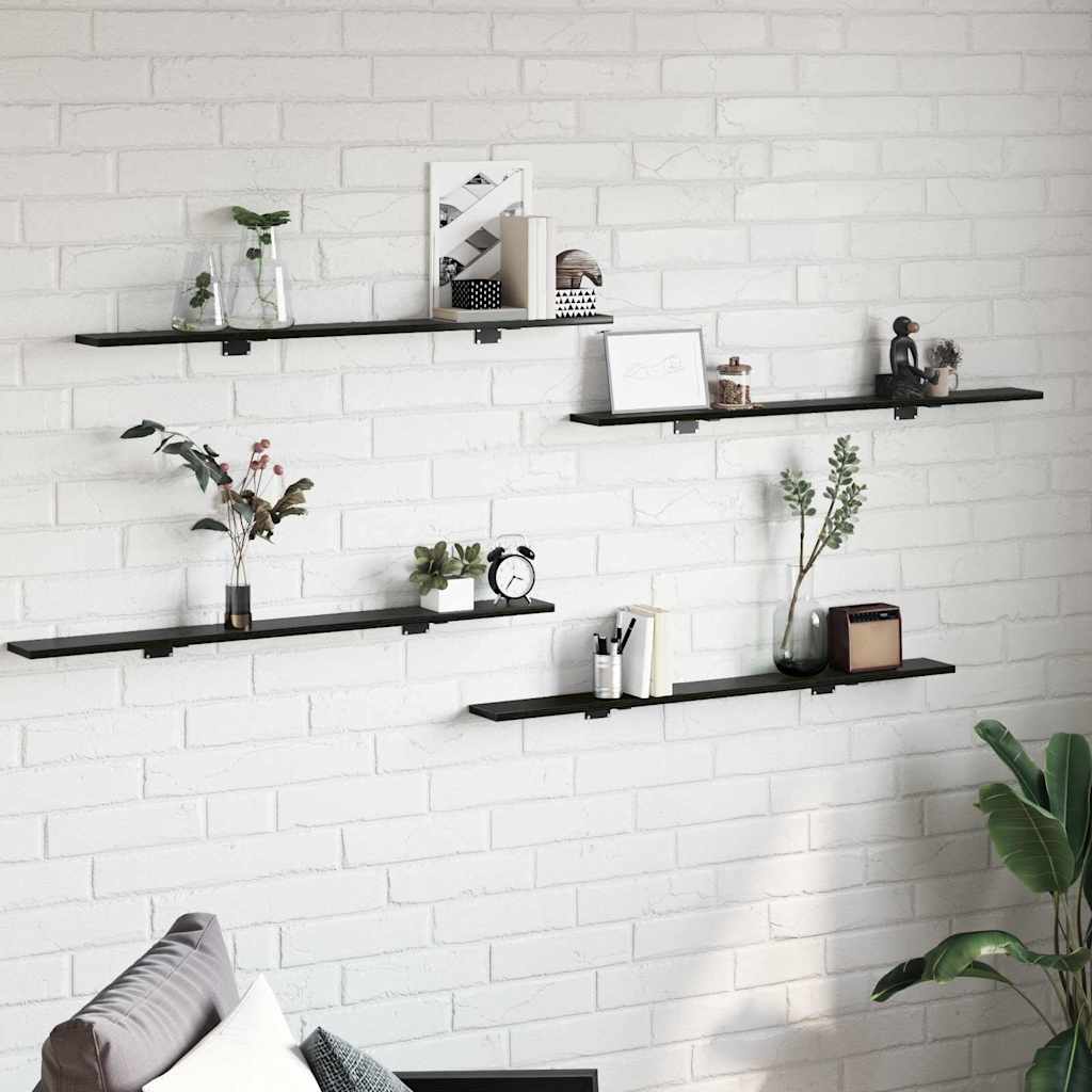 vidaXL Boghylde Bræt 3 niveauer 4 stk. 100 x 10 x 1,5 cm Sort