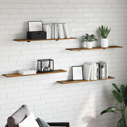 Boghylde Bræt 4 pcs Brun 100 x 20 x 1,5 cm Konstrueret træ