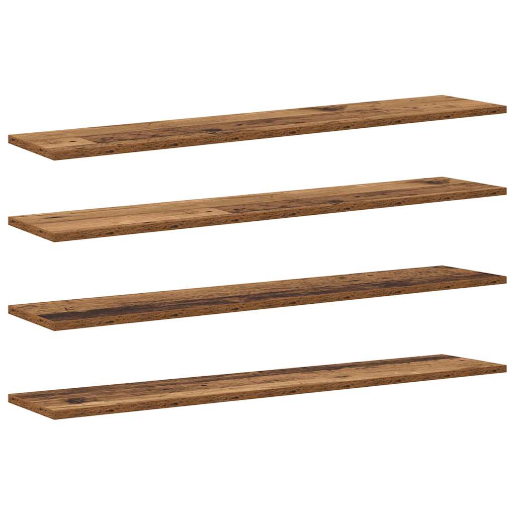 Boghylde Bræt 4 pcs Brun 100 x 20 x 1,5 cm Konstrueret træ billede