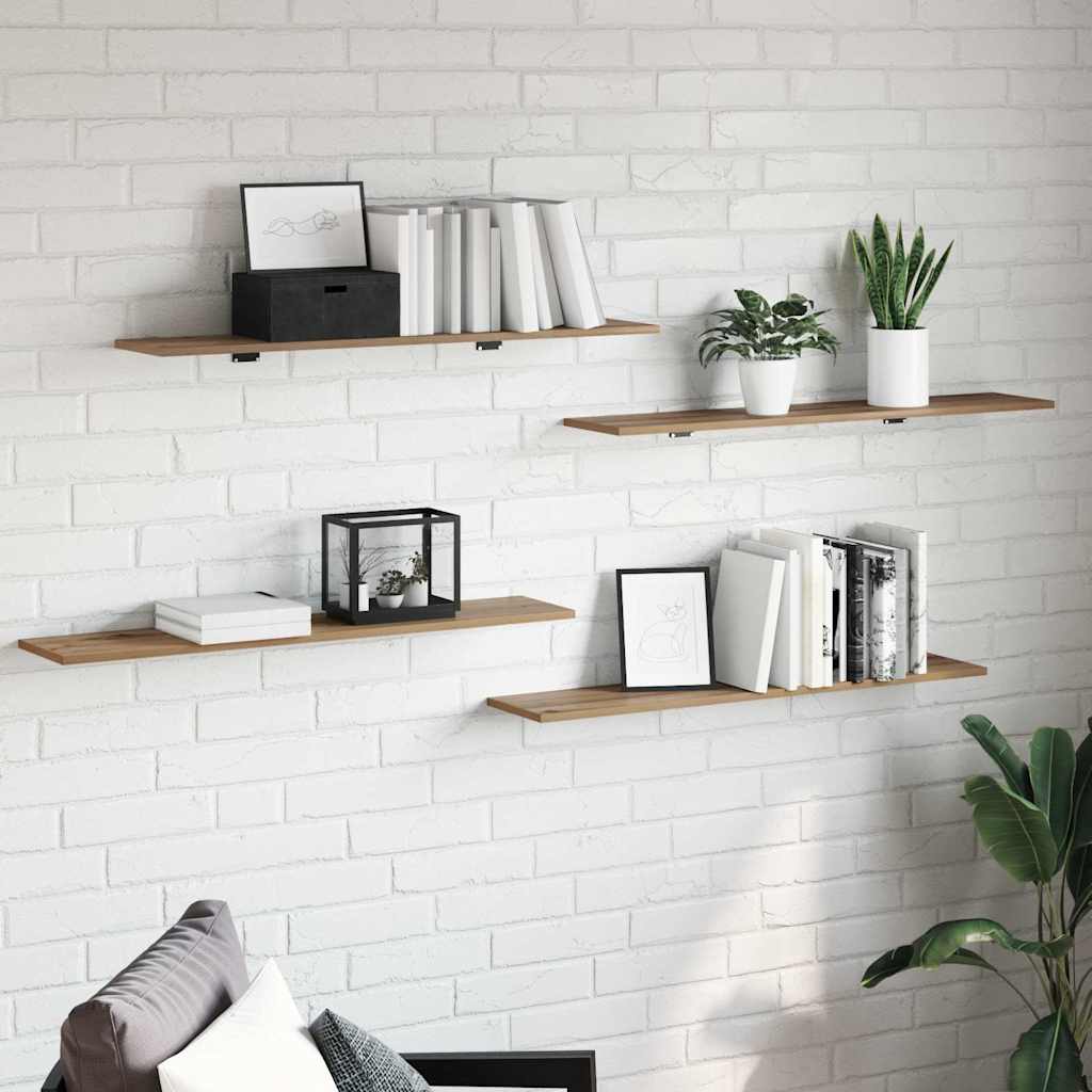 Boghylde Bræt 4 pcs Brun 100 x 20 x 1,5 cm Konstrueret træ billede