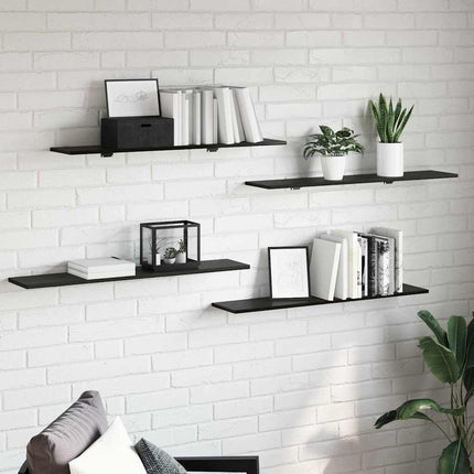 Boghylde Bræt 4 pcs Sort 100 x 20 x 1,5 cm Konstrueret træ