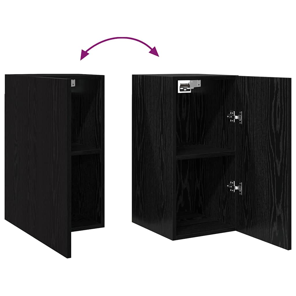 Væg TV Skab 2 pcs Sort eg 30,5 x 30 x 60 cm Konstrueret træ