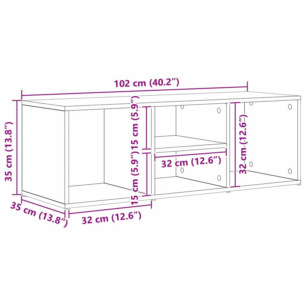 Sko bænk med hylde Sort eg 102 x 35 x 35 cm Konstrueret træ